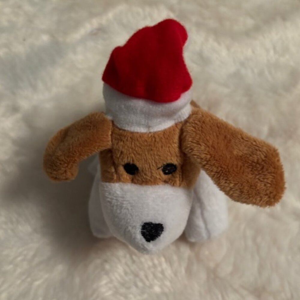 2/$25 Oriental Trading Company Christmas Puppy Dog Plush with Red Santa Hat 2018